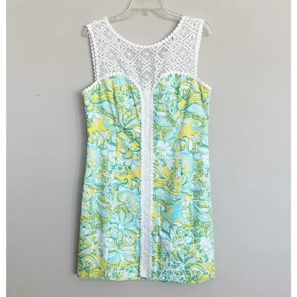 Lilly Pulitzer Sofia Dandelion Yellow Beach Gypsies Lace Shift Dress 12 - Picture 6 of 11